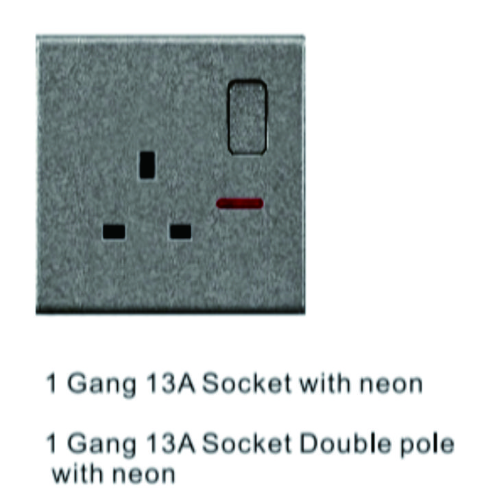 1 Gang 13A Socket with neon 1 Gang 13A Socket Double polewith neon