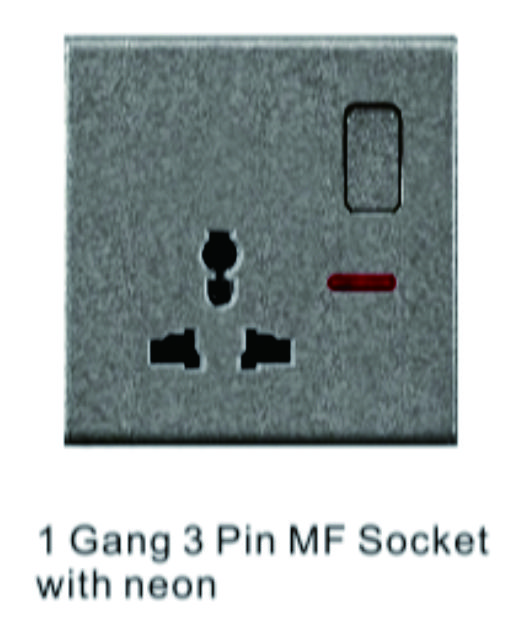 1 Gang 3 Pin MF Socketwith neon