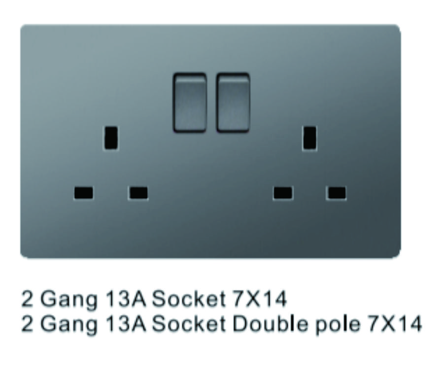 2 Gang 13A Socket Double pole 7X14