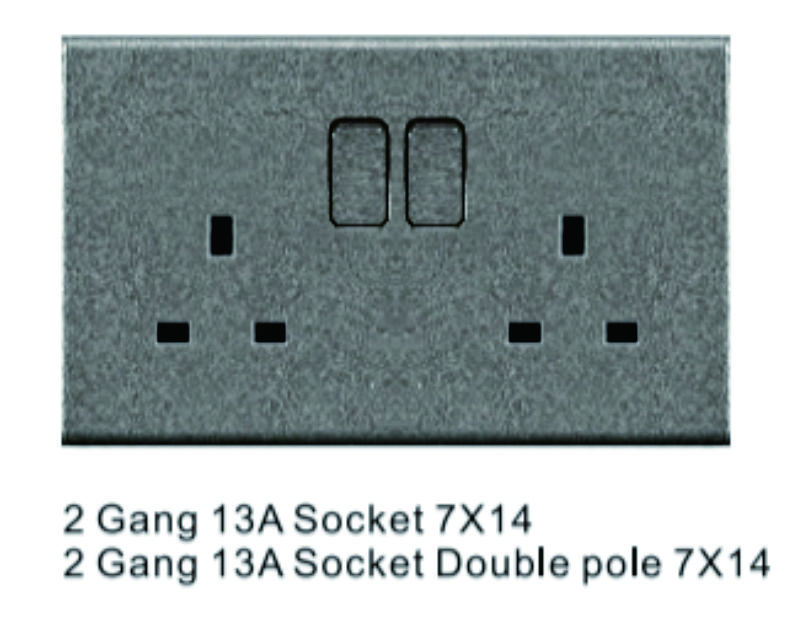 2 Gang 13A Socket with neon 7X14 2 Gang 13A Socket Double pole 7X14