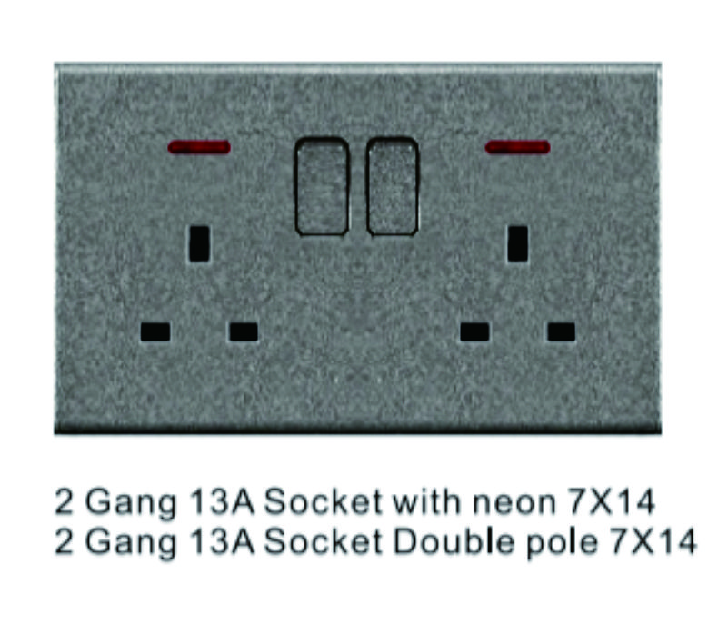 2 Gang 3 Pin MF Socket 7X14