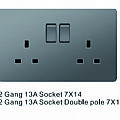 2 Gang 13A Socket Double pole 7X14