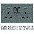 2 Gang 3 Pin MF Socket 7X14