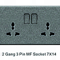 2 Gang 3 Pin MF Socket with neon 7X14