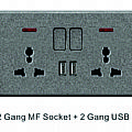 2 Gang MF Socket + USB(A+C)